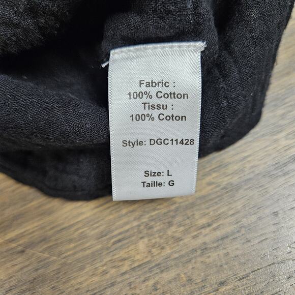 Elan Gauze Blouse 100% Cotton Relaxed Short Sleeve Collared V Neck Shirt Popover - Picture 5 of 7